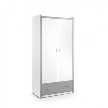 Vipack 2-deurs kledingkast Bonny - zilver - 202x97x60 cm - Leen Bakker