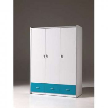Vipack 3-deurs kledingkast Bonny - turquoise - 202x141x60 cm - Leen Bakker