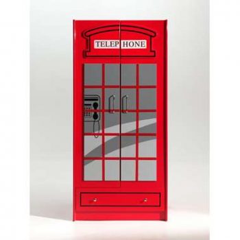Vipack 2-deurs kledingkast Telefooncel London - rood - 190x90x56 cm - Leen Bakker