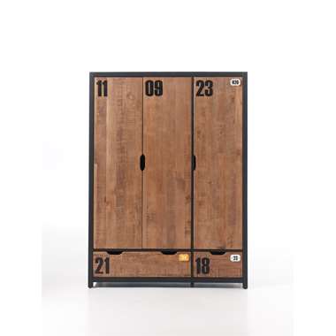 Vipack 3-deurs kledingkast Alex - bruin - 200x147