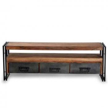 TV-meubel Quin - bruin/zwart - 55x160x40 cm - Leen Bakker