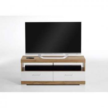 TV-Meubel Bristol - oud eikenkleur/wit edelglans - 120x50x35 cm - Leen Bakker