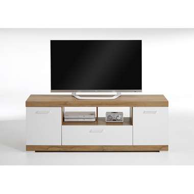 TV-Meubel Bristol - oud eikenkleur/wit edelglans - 160x59x42 cm - Leen Bakker