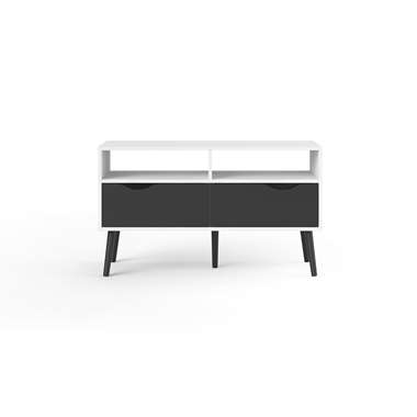 TV-meubel Delta 4 vaks - wit/mat zwart - 57
