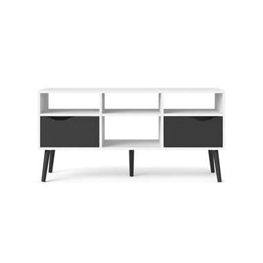 TV-meubel Delta 6 vaks - wit/mat zwart - 54