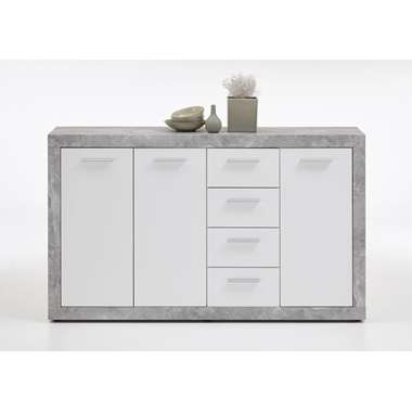 Dressoir Leiston - betonkleur/wit - 90x152x37 cm - Leen Bakker