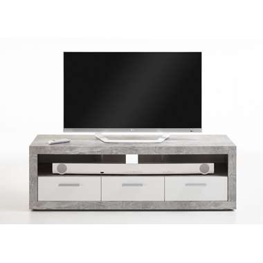 Tv-meubel Leiston - betonkleur/wit - 49x152x45