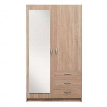 Kledingkast Varia 2-deurs inclusief spiegel - eikenkleur - 175x98