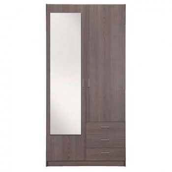 Kledingkast Sprint 2-deurs inclusief spiegel - grijs eiken - 200x100x51 cm - Leen Bakker