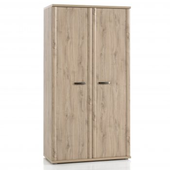 Deze 2-deurskast geeft je een heleboel opbergruimte voor kleding. Op de bovenste plank