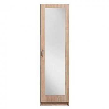 Kledingkast Varia 1-deurs inclusief spiegel - licht eiken - 175x49x50 cm - Leen Bakker