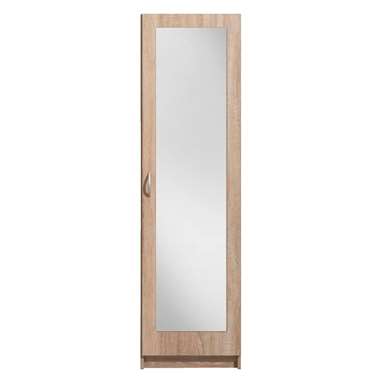 Kledingkast Varia 1-deurs inclusief spiegel - licht eiken - 175x49x50 cm - Leen Bakker