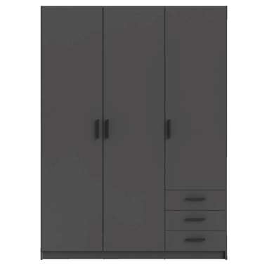 Kledingkast Sprint 3-deurs - antracietkleur - 200x147x50 cm - Leen Bakker