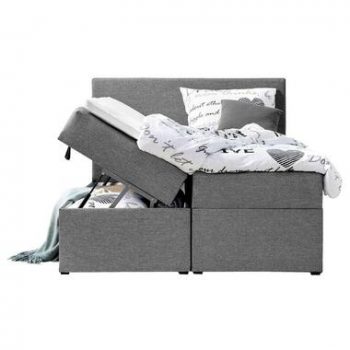 Boxcombinatie Varena is een comfortabel bed met opbergfunctie. De boxcombinatie heeft een afmeting van 160x200 cm en is bekleed met de grijze meubelstof Sawana.