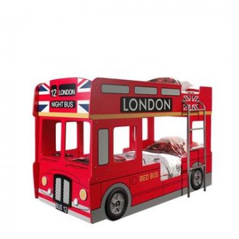 Stapelbed London Bus heeft een uniek Brits design en is voorzien van LED verlichting.