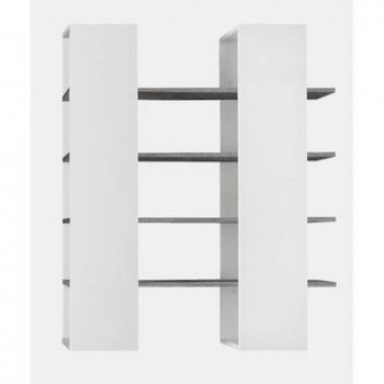 Boekenkast Mestre - groot - hoogglans wit/grijs - 161x132x36 cm - Leen Bakker