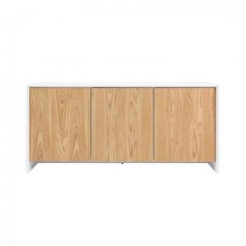 Tenzo dressoir Profil 3-deurs - wit/eikenkleur - 80x173x47 cm - Leen Bakker