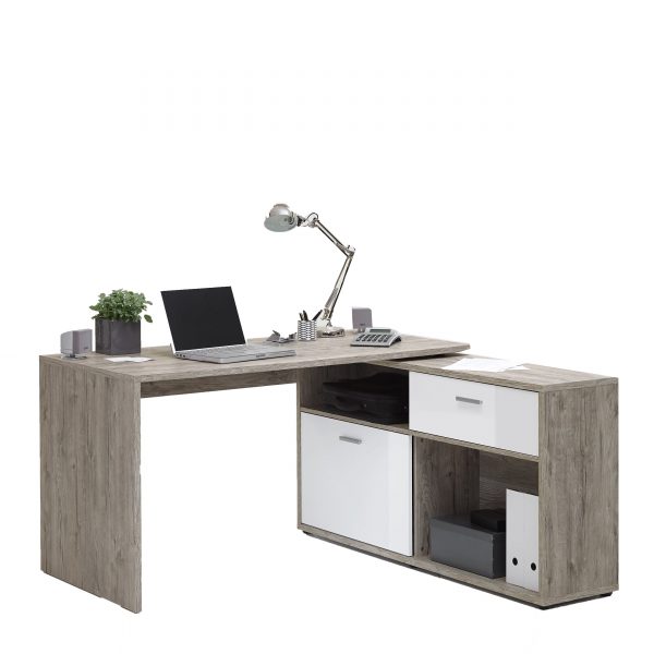 Dit bureau is vervaardigd uit stevige milieuvriendelijke meubelplaat met een zandeiken kleurige melamine afwerking