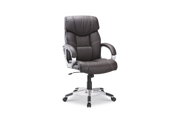 Comfortabele bureaustoel waarvan de armleuningen zijn bekleed. De zithoogte van de bureaustoel is in hoogte verstelbaar van 49 cm tot 59 cm. De bureaustoel heeft een kunstlederen bekleding. Verkrijgbaar in meerdere kleuren.