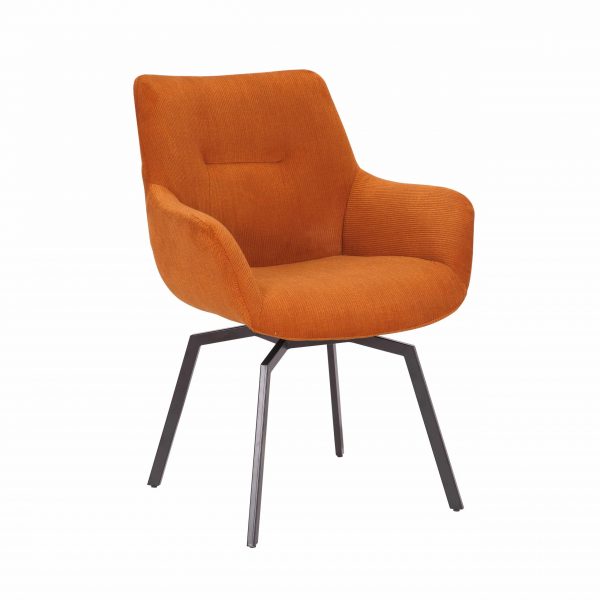Deze chique armstoel is 360 graden draaibaar en heeft een metalen onderstel. Door zijn ribfluwelen stof is deze stoel een aanwinst voor je interieur. Het zitcomfort van deze stoel is uitstekend en hij is verkrijgbaar in verschillende uitvoeringen. Deze stoel heeft een zithoogte van 45 cm en een zitdiepte van 44 cm.