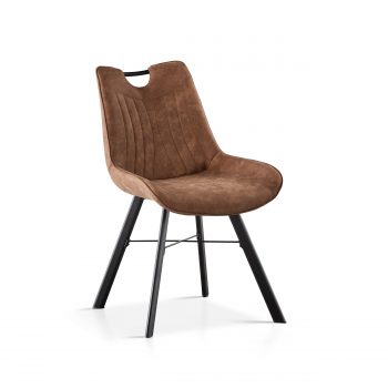 Door het gestikte patroon en zijn voorgevormde kuip heeft deze stoel een hippe uitstraling welke in vele interieurs goed zal staan. Het onderstel geeft door zijn rechthoekige